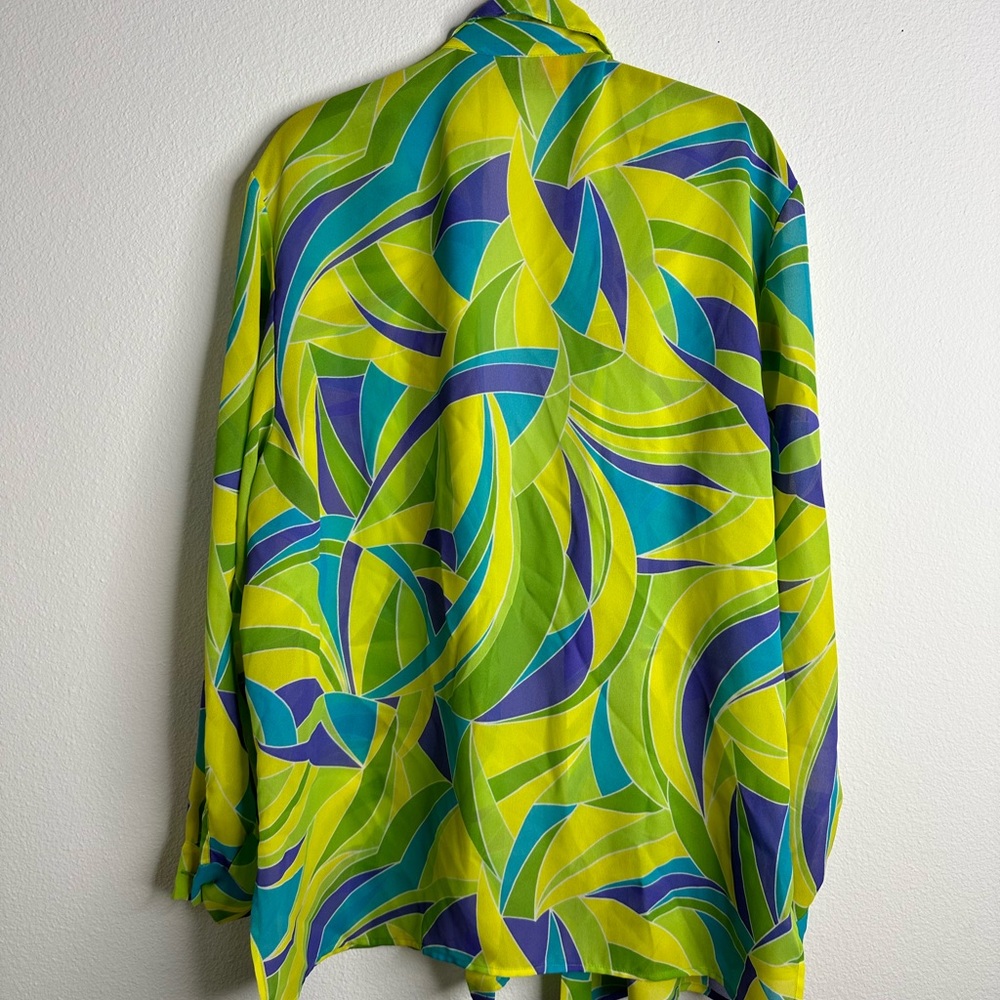 Oversized sheer bright vintage button up